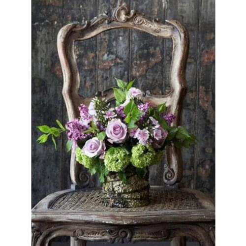 Flowers vase diamond art painting chair floral mosaic embroidery picture puzzle rhinestones stickers home decor beadwork craft