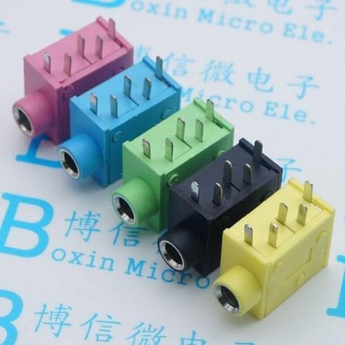 EClyxun 5Pcs PJ215 PJ325 3.5mm Five colours Stereo Headphone Connector Adapter Power Plug Audio Video Jack Socket Plug
