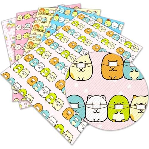 Japan Anime Cute Sumikko Pattern Faux Leather Printed A4 22x30cm for Crafts Synthetic Leather Hairbow Accessory Decoration