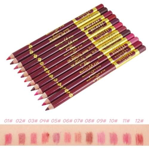 Lip Liner Pencil 12 Colors Waterproof Long Lasting Natural Wood Lipliner for Makeup Cosmetic Beauty Colorful Matte Nude Lipliner
