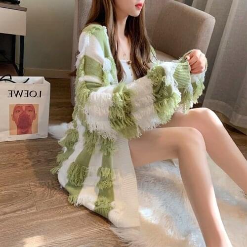 Autumn Winter Fashion Tassel Sweater Overcoat Womens 2019 New Chic Loose Knitted Cardigan Oversized Sweater Jumpers AA5055