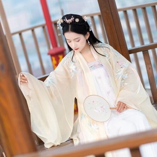 Tang Dynasty Ancient Costume Fairy Dress Hanfu Suit Vintage Cosplay Clothes Traditional National Embroidery Hanfu Robe for Stage