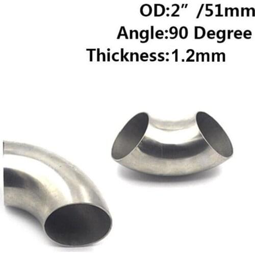 2 /51mm New Stainless Steel 90 Degree Exhaust Weld Bend Elbow Pipe Fitting Kit