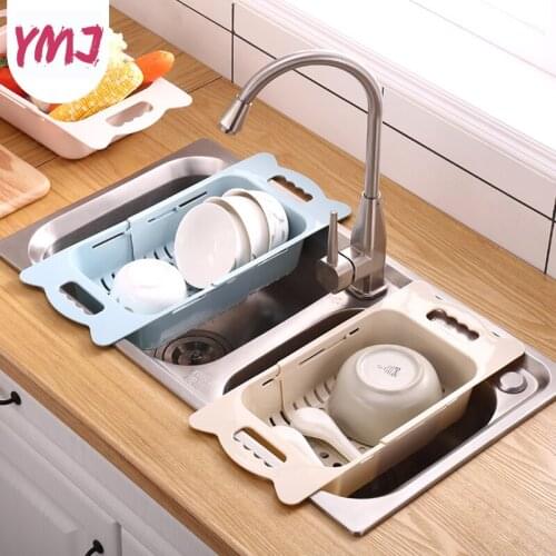 Kitchen Baskets Dish Drainer Rack fruits Basket Modern Plastic Adjustable Over the Sink Rustproof Storage Utensil Kitchen tools