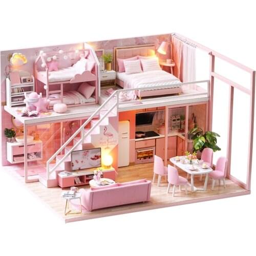 Handmade Doll House Furniture Diy Dollhouse Miniature Dollhouse Wooden Toys Puzzle Educational Toys For Children Grownups Gift
