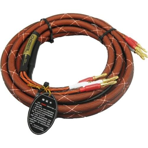 LB-5110 99.99% oxygen-free copper wire speakers cables with banana plug connector 4N OFC HIFI speaker wires