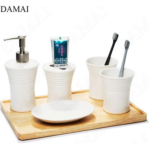 Creativity Relief Craft Bathroom Accessories Set Ceramic European Minimalist Home Relief Craft Five Piece Set Shower Accessories