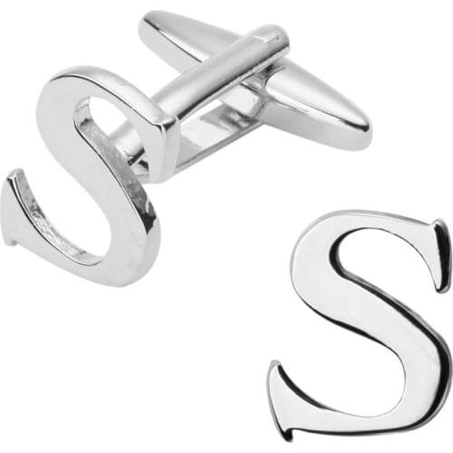 A pair of high quality silvery letter S Cufflinks design mens shirt cuff brass Cufflinks wholesale and retail