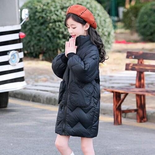 Winter Girls Down Parkas For Girls Coat Kids Warm Outerwear 4 Colors Children Girls Clothes Age 4 5 6 7 8 9 10 11 12 13 Year
