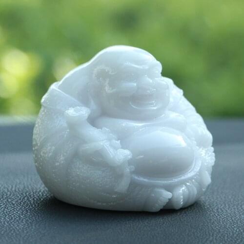 Ruyi Maitreya Buddha Smiling Buddha Statue Car Decoration Resin Maitreya Buddhism Home Decor Round Golden Red White Figurine