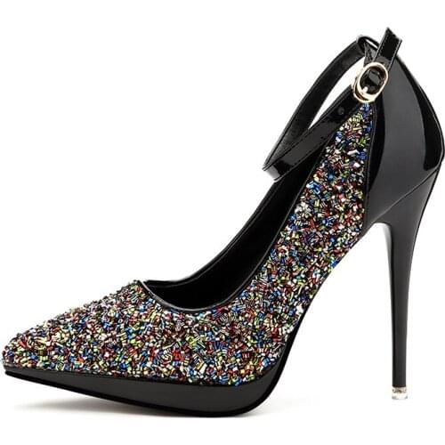 RUIDENG women super high heel wedding pumps 11.5 cm pointed toe sweet sexy party shoes lady platform 2 cm thin heels nightclub