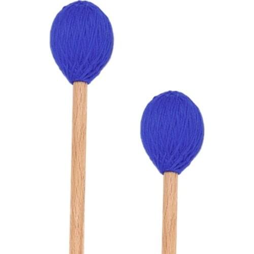 Blue Marimba Mallets Medium Hard Yarn Head Keyboard with Maple Handles for Percussion Marimba Playing, Pack of 2