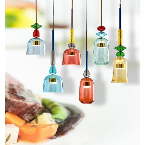 Nordic Creative Colorful LED Pendant Lights Hanging Lamp Lobby Light Lighting for Living Room Diningroom Kitchen Light Fixtures