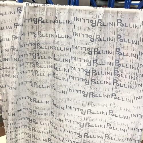 White waxberry Silk chiffon blue gray English letter printed fabric light and elegant summer dress fabric