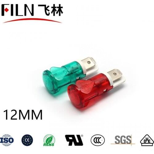 FILN Plastic high qoality 12mm led indicator light 120v led signal lamp red green yellow signal light