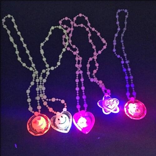 25pcs/lot glow Necklace Soft Rubber Led Toys Cartoon Funny Light Up Toys Party Celebration Gifts For Kids Children party supply