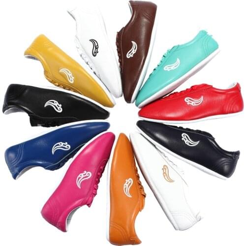 Soft Cowhide Leather Tai Chi Shoes Martial Art Shoes Taiji Boxing Practice Shoes Free Flexible