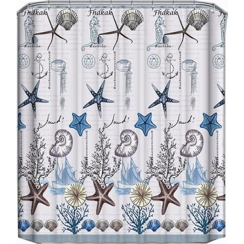 Starfish shell toilets curtain for bathroom waterproof polyester fabric shower curtain