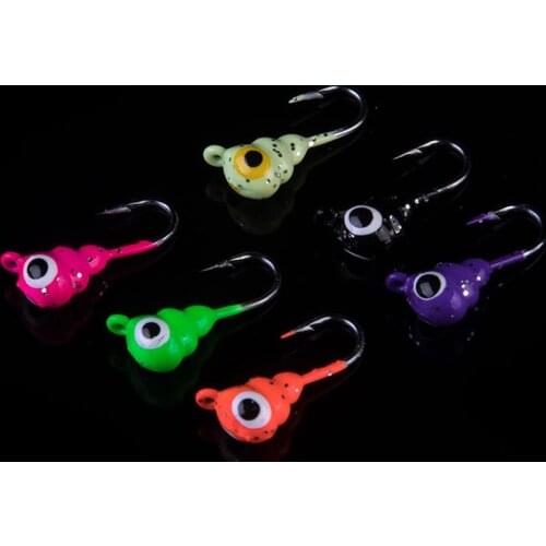 WALK FISH 6PCS/Lot 18mm 1.4g Winter Ice Fishing Hook Lure Metal Bait Fish Lead Head Hook Bait Jigging Fishing Tackle