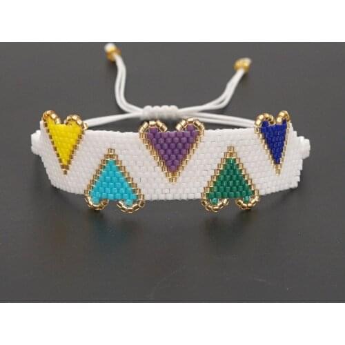 YD Lovers Jewelry Gift Color Love Beaded Bracelet Miyuki Rice Bead Woven Boho Bracelet Handmade Charms for Bracelet Retro