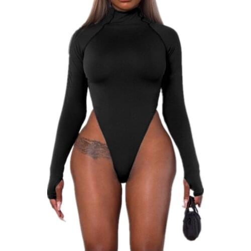 Women fashion casual slim fit body long sleeve high neck neon Jumpsuits sexy Christmas bodysuit 2019 autumn winter Rompers