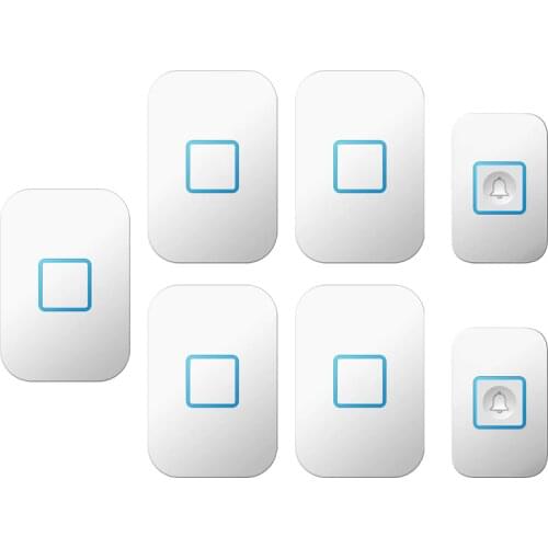 CACAZI Wireless Waterproof Doorbell 300M Remote US EU UK Plug Intelligent Home Cordless 60 Chimes 0-110db 2 Button 5 Receivers