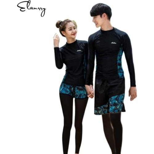 2019 Newest Sport Swimsuit Long Sleeves Couple Surfing Suits Summer Women Men Rashguards Swimsuit Long Pants Bathing Suits