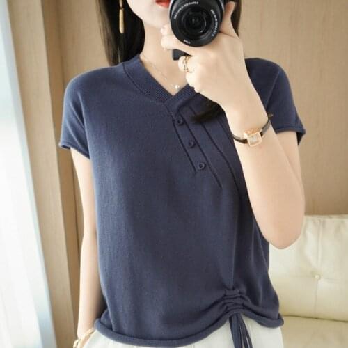 2021 Summer Fashion Tshirts Women Short Sleeve Tees V-neck Cotton Harajuku T Shirt Plus Size T-Shirt Casual Slim Women Tops