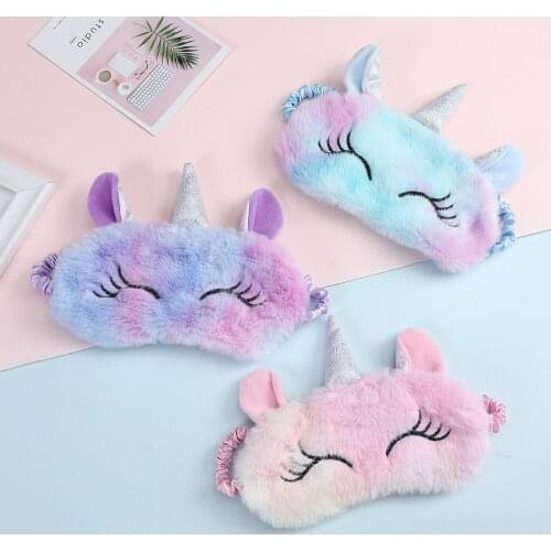 3D Unicorn Headwear Cartoon Eye Mask Wash Face Hairbands Sleeping Plush Eye Shade Cover Eyeshade Relax Travel Home Party Gifts