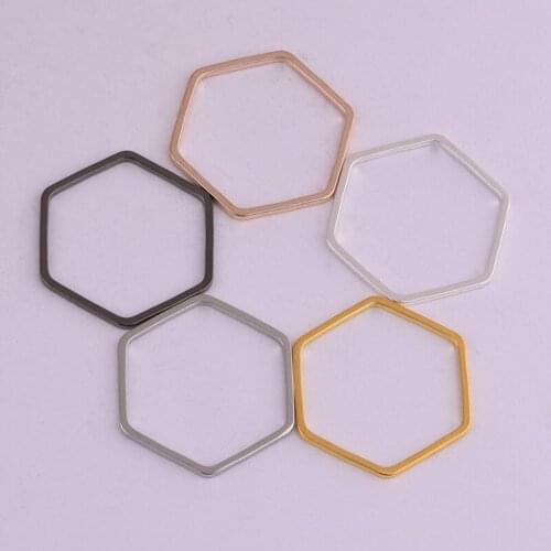 50 Pieces/Lot 20MM Hexagon Copper Ring Pendant Earring Component Jewelry Accessories
