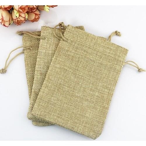 50pcs/lot 7x9cm Small Natural Cotton Drawstring Burlap Jute Bags Handmade Wedding Favor Christmas Gift Packaging Bag Pouches