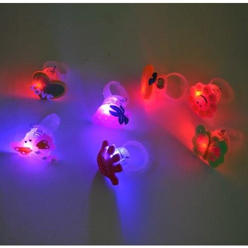 50pcs / lot Christmas Childrens luminous ring luminous bracelet flash cartoon cartoon motif ring