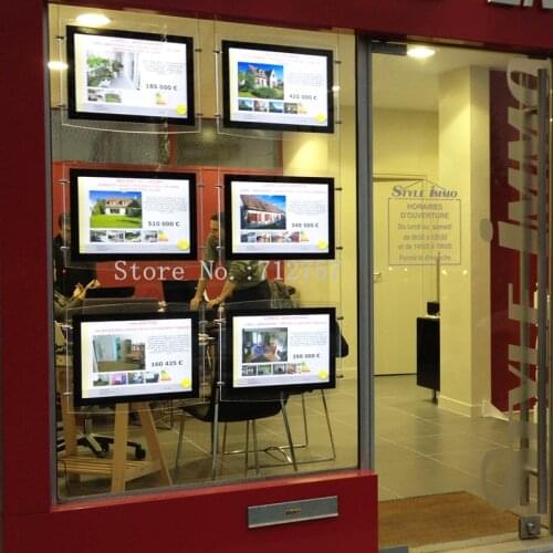 Real Estate Agent Window Hanging Light Box LED Acrylic Display A3 Size Landscape