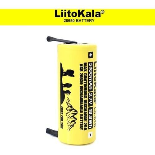 1-12PCS Liitokala Lii-51S 26650 20A rechargeable battery, 26650A lithium Batteries 3.7V 5100mA Suitable for flashlight+Nickel
