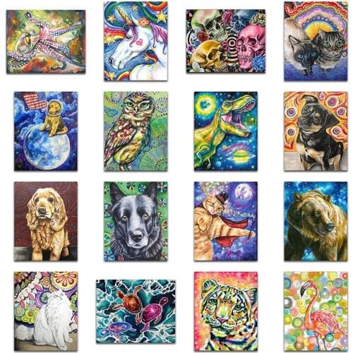 3D Full Round Diamond painting Cross stitch Animal unicorn 5D Diamond embroidery cat dog Full Square Diamond mosaic owl flamingo