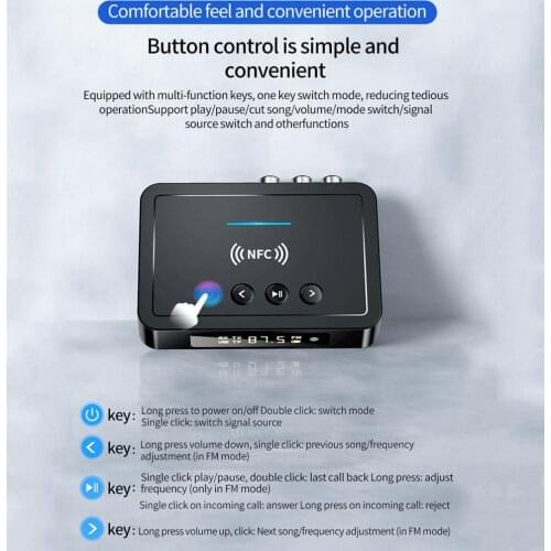 AUX 3.5mm Jack RCA For BTH 5.0 Receiver Transmitter FM Stereo Optical Wireless NFC BTH Audio Adapter For TV PC Headphone