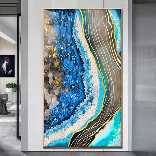 Large Fantasy Abstract Blue Gold diamond embroidery 5d square diy diamond painting full,diamond mosaic Sea scenery,wholesale X77