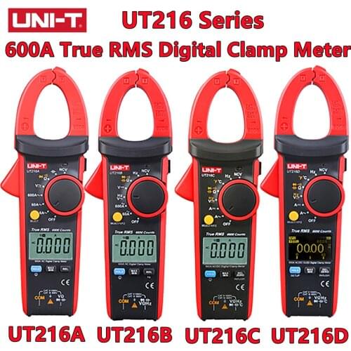 UNI-T UT216 Series True RMS Digital Clamp Meter UT216A UT216B UT216C UT216D 600A MAX/MIN/Relative Modes NCV Flashlight VFC