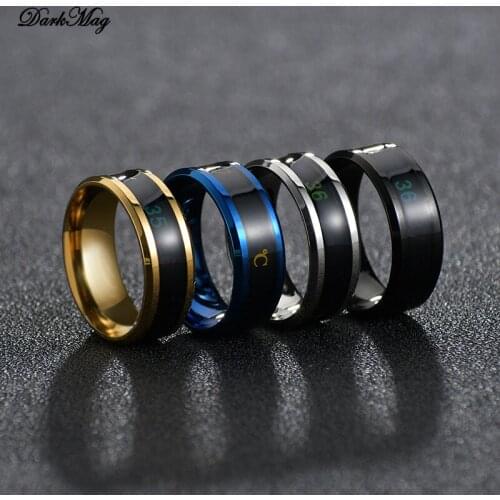 DarkMag Temperature Ring Steel Mood Emotion Feeling Intelligent Temperature Sensitive Rings for Women Men Waterproof Jewelry