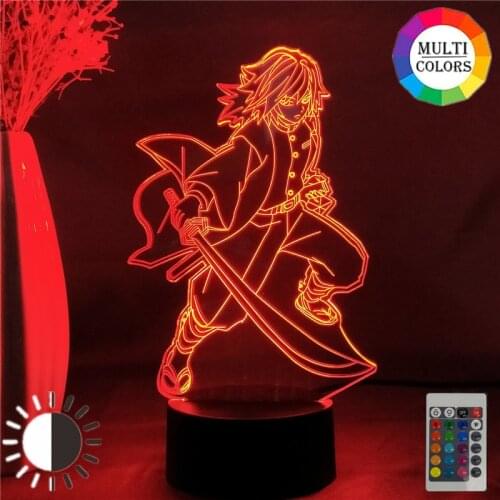 Anime Demon Slayer Tomioka Giyuu Figure Led 3D Night Light Manga Figurine Table Lamp Child Kids Gift Bedroom Decor Nightlight