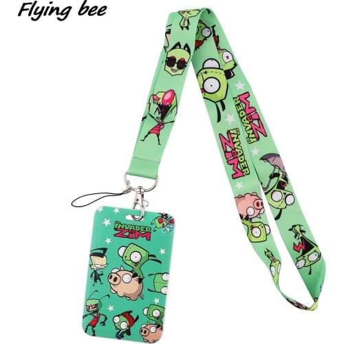 Flyingbee X1731 Cartoon Alien Pig Green Neck Strap Lanyard For Keys ID Card Gym Phone Straps USB Badge Holder Hang Rope For Kids