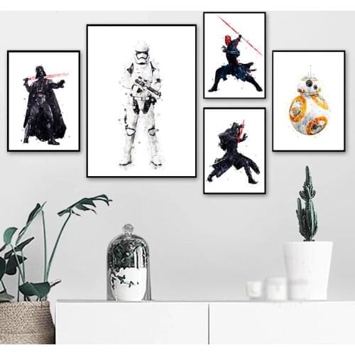 Disney Star Wars Watercolor Canvas Art Paintings Movie Poster and Print Wall Art Picture for Kids Room Home Decoration Cuadros
