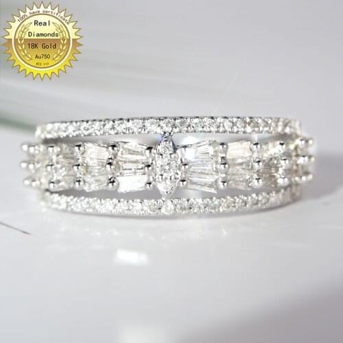 18k gold ring Natural Real 0.5ct Diamond Ring Engagement&Wedding Jewellery have certificate 0032