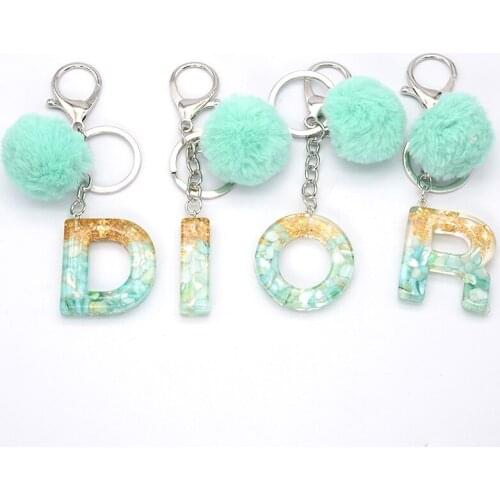 Korea Resin Keychains For Woman English Letter Alphabet Keyring Car Key Ring Chains Charm Bag Car Couple Jewelry Accessory