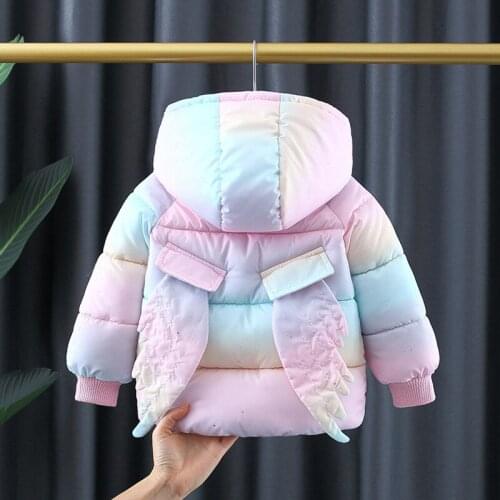 Newborn Kids Jackets cute wing Rainbow Warm Girls Jackets Autumn Children Jackets Toddler Baby Winter Overcoat Thicken Outerwear