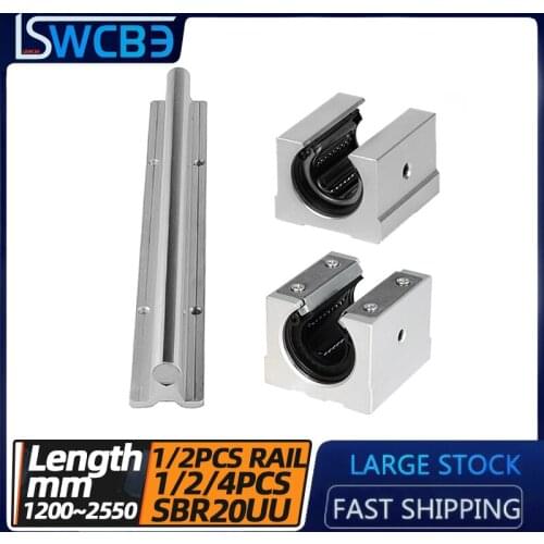 Open box type linear guide slider, SBR20 rail Steel protection/steel protection + pressure plate L=1200-2550mm，Woodworking track
