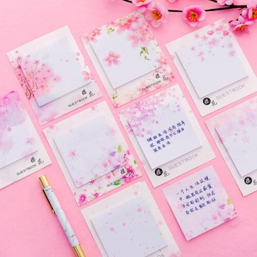 Fresh Cherry Sakura Natural Memo Pad Sticky Notes Shopping Check List Escolar Papelaria School Notepad Supplies Label Tools