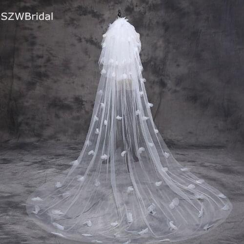 New Arrival 3 Layers Ivory Bridal Veils With 3D flower Beaded Wedding Veils Bride Wedding accessories Mariage Welon hochzeit