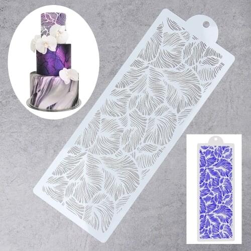 New Peacock Feather Lace Stencil Wedding Cake Design Plastic Template Mold Painting Baking Cake Decorating Tools Fondant Tool