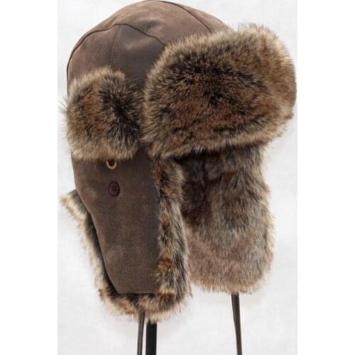 Super warm! autumn and winter men womens Pu leather lei feng cap ear Large fur hat winter skiing ear cotton thicken cap TB390